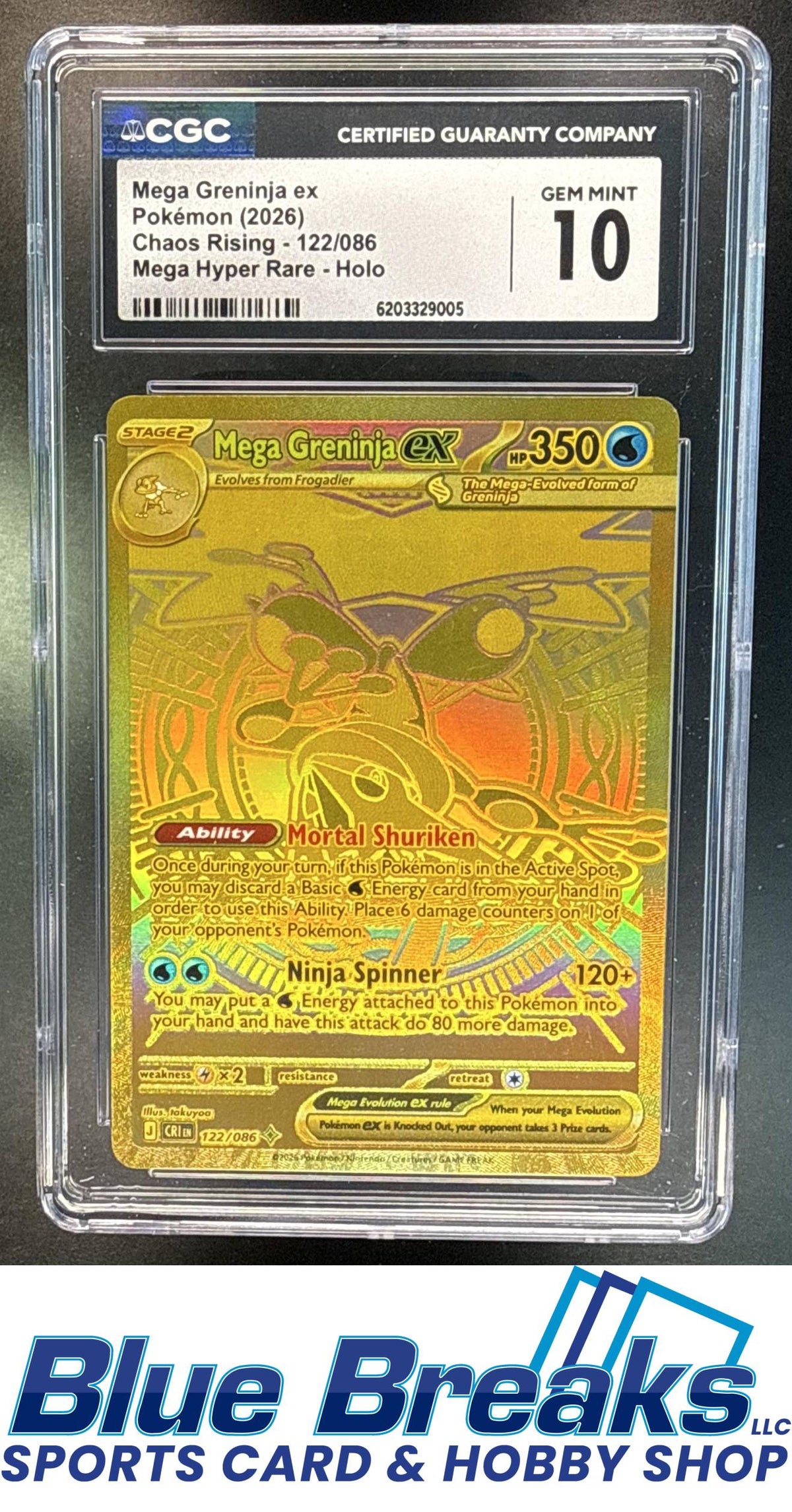 2026 Pokemon Mega Evolution Chaos Rising Greninja ex #122/086 Hyper Rare Holo SSP CGC 10