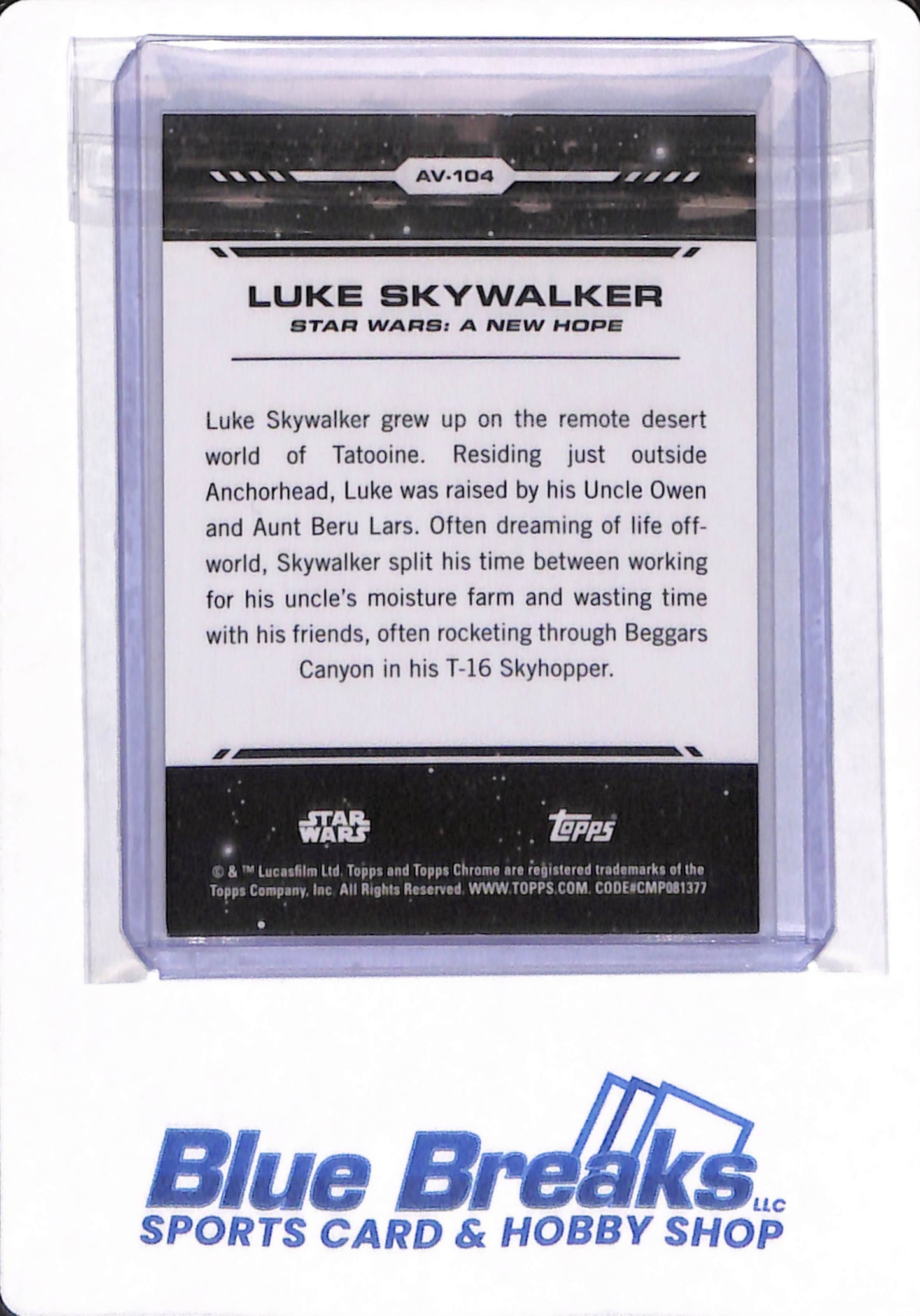 Topps Star Wars Chrome - Luke Skywalker - # AV-104 - Entertainment - 66/99