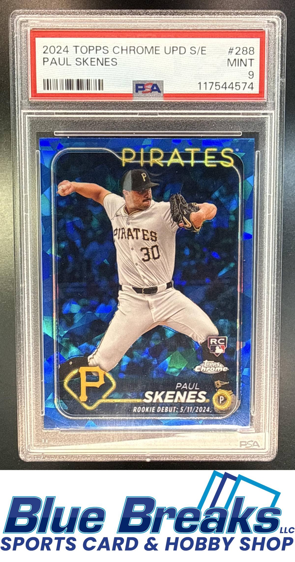 2024 Topps Chrome Update Sapphire Paul Skenes #USCS288 RC PSA 9 Pittsburgh Pirates