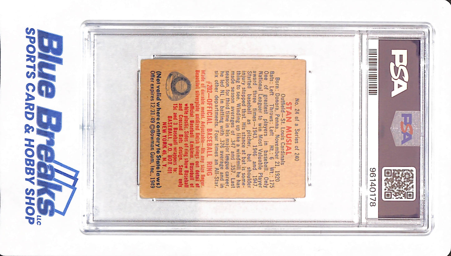 1949 Bowman - Stan Musial - St Louis Cardinals - Baseball - # 24 - PSA 3.5