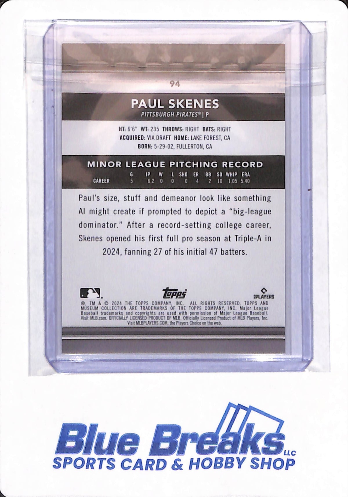 2024 Topps Museum Collection - Paul Skenes - # 94 - Baseball - Pittsburgh Pirates
