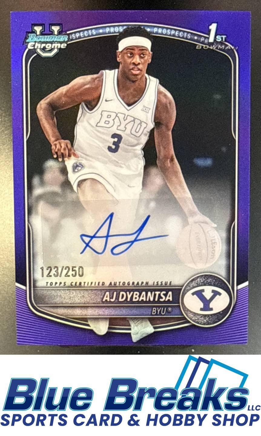 2025 Bowman AJ Dybantsa #CPA-AD Chrome Auto Purple Refractor 123/250 1st Prospect BYU Cougars