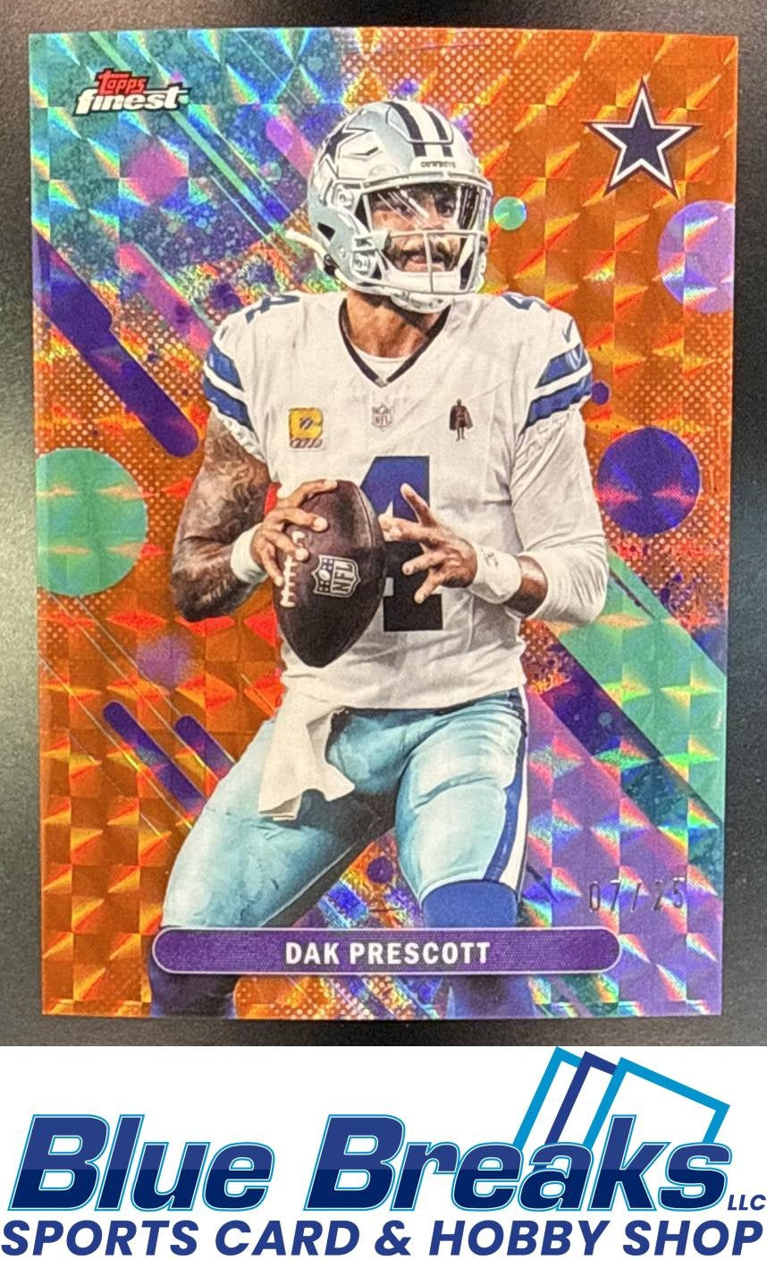 2025 Topps Finest Dak Prescott #52 Orange Geometric Refractor 07/25 Dallas Cowboys