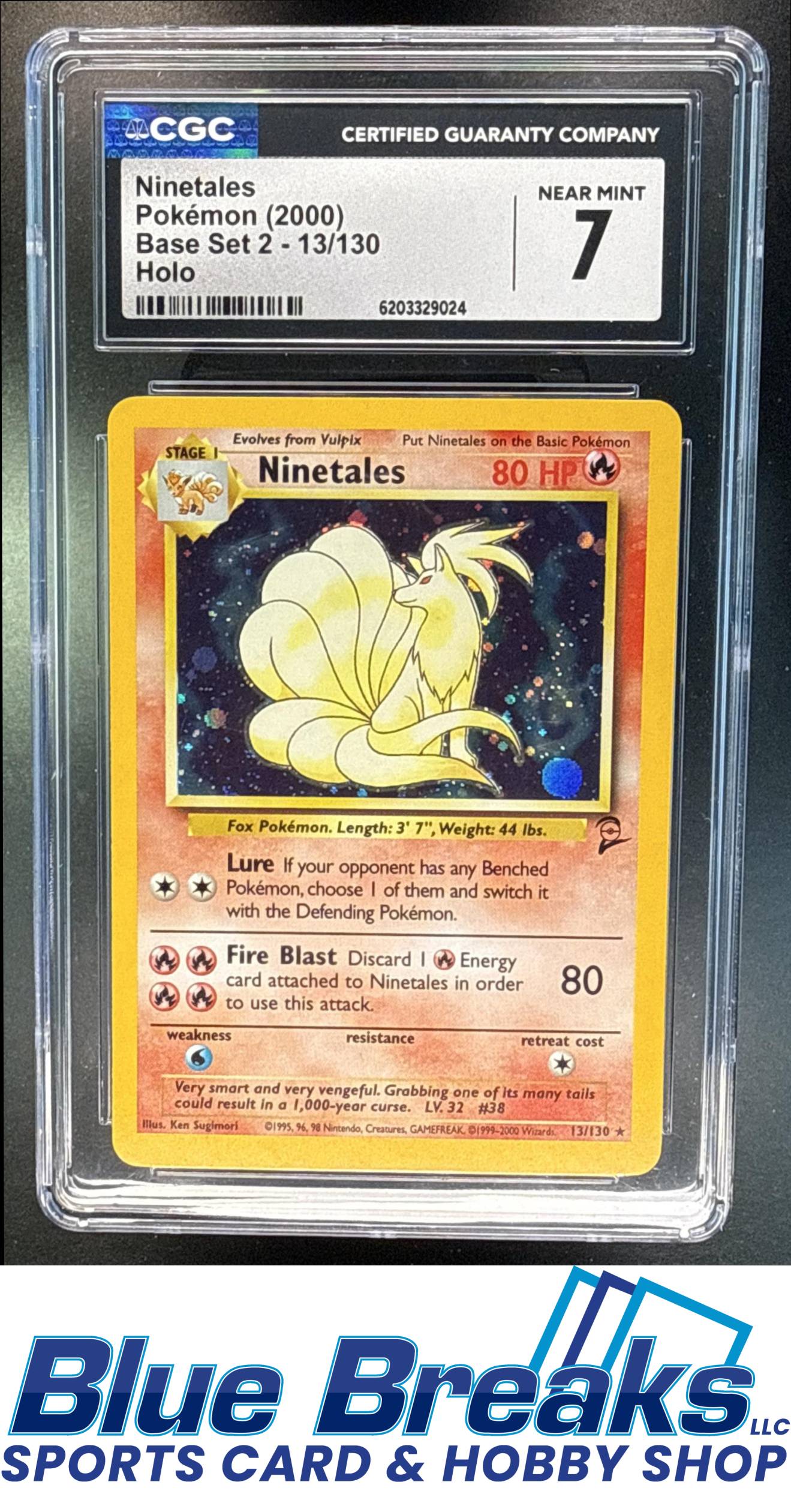 2000 Pokemon Set 2 Ninetales #13/130 Holo CGC 7