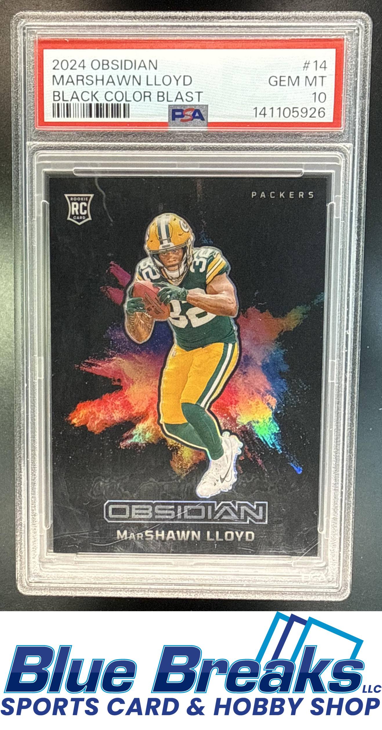 2024 Panini Obsidian MarShawn Lloyd #14 Black Color Blast RC PSA 10 Green Bay Packers