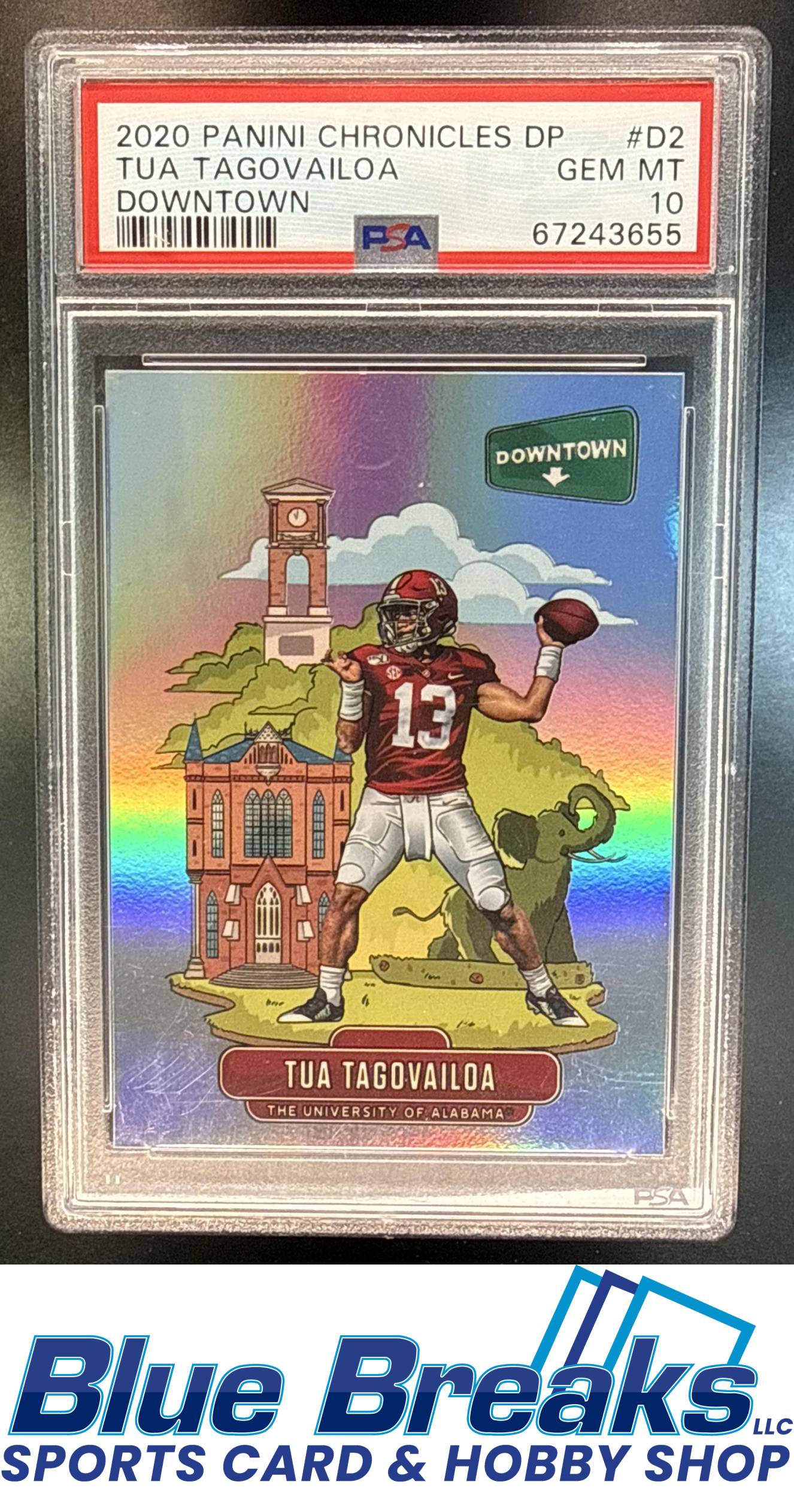 2020 Panini Chronicles Draft Picks Tua Tagovailoa #D2 Downtown Collegiate Football RC PSA 10 University of Alabama / Miami Dolphins