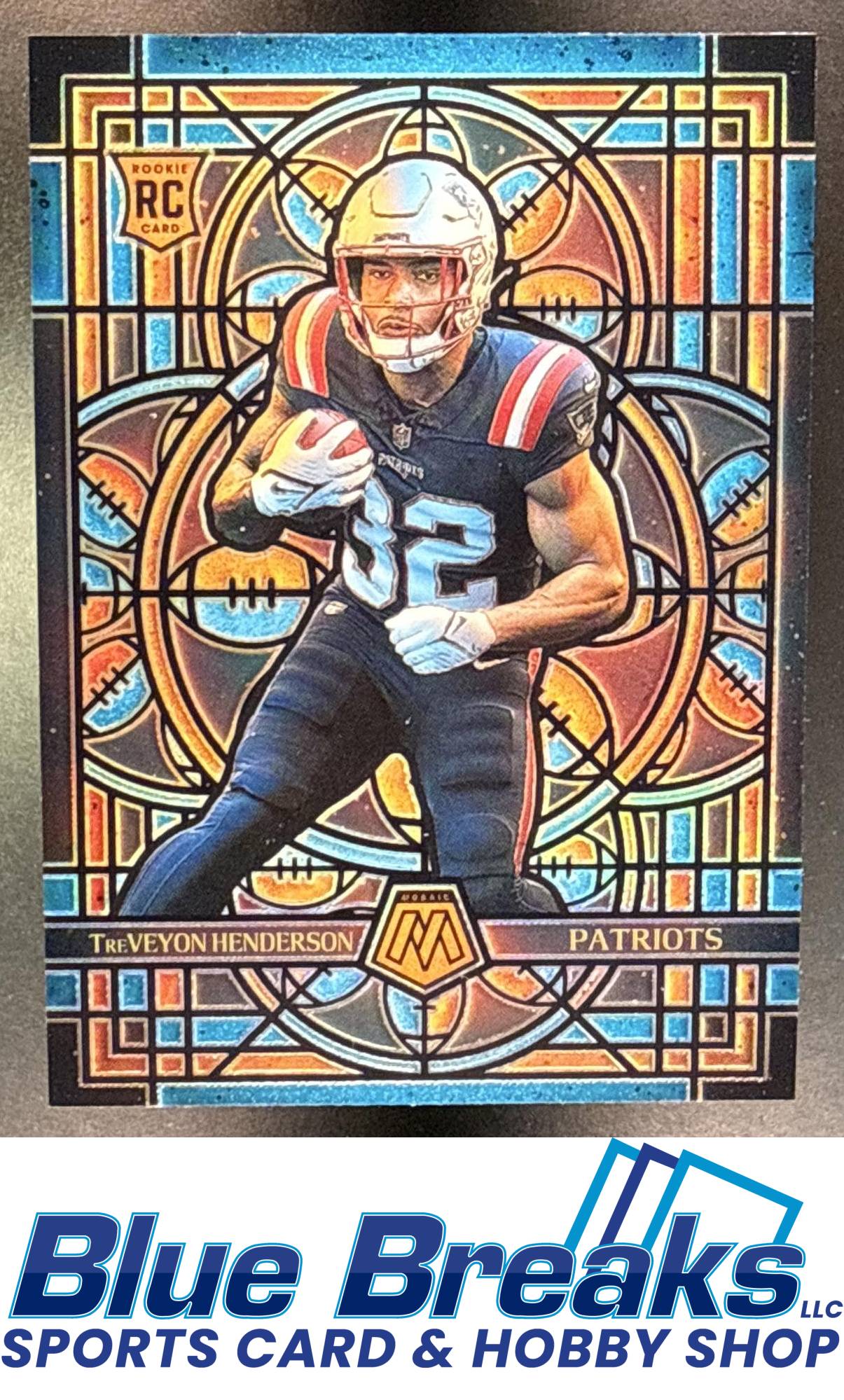2025 Panini Mosaic TreVeyon Henderson #17 Stained Glass RC New England Patriots