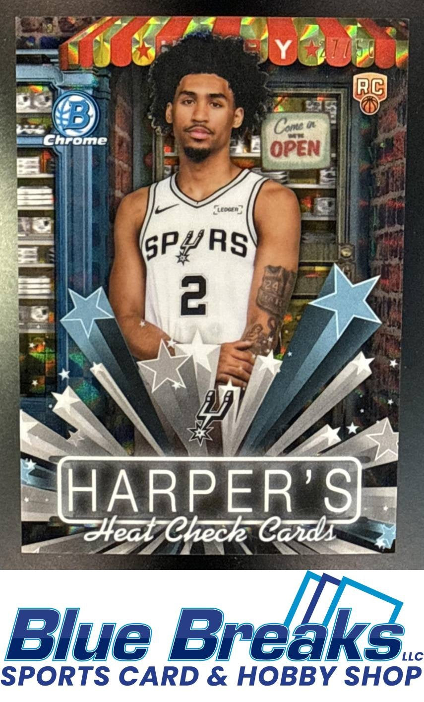 2025 Bowman Dylan Harper #HS-4 Chrome Hobby Stars Gold Refractor 27/50 RC San Antonio Spurs