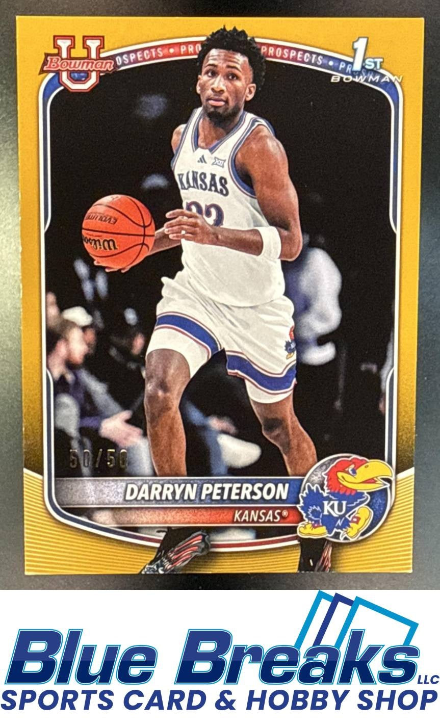 2025 Bowman Darryn Peterson #BPP-2 Gold Border 50/50 1st Prospect Kansas Jayhawks