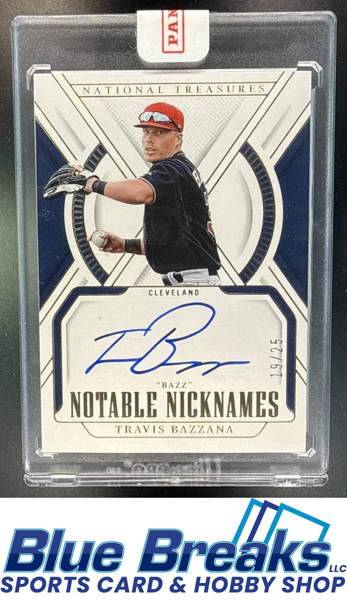 2025 Panini National Treasures Travis Bazzana #1 Notable Nicknames auto 19/25 Cleveland Guardians