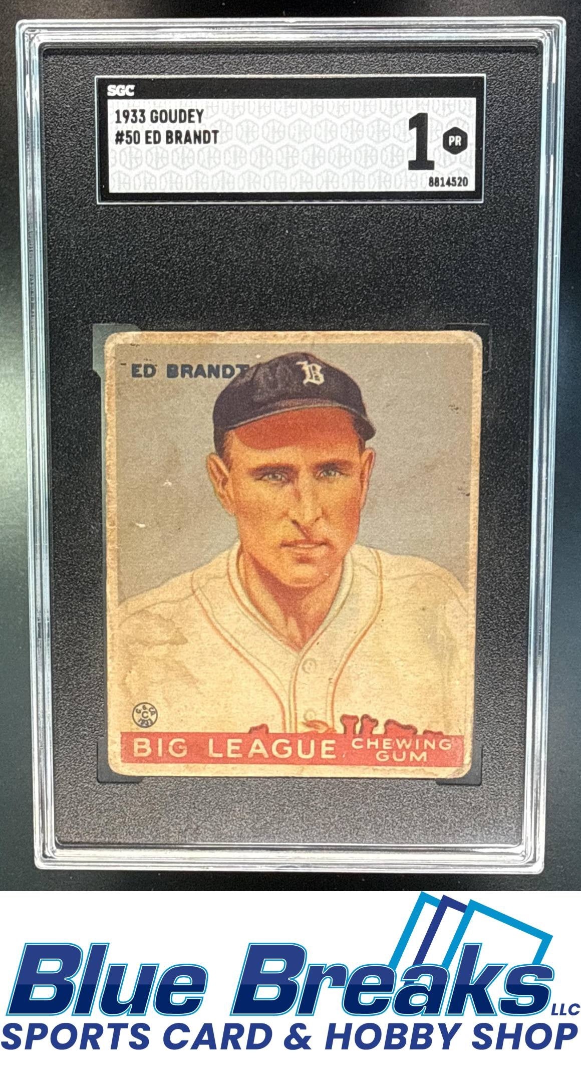 1933 Goudey R319 Ed Brandt Rookie #50 RC SGC 1 Boston Braves / Atlanta Braves