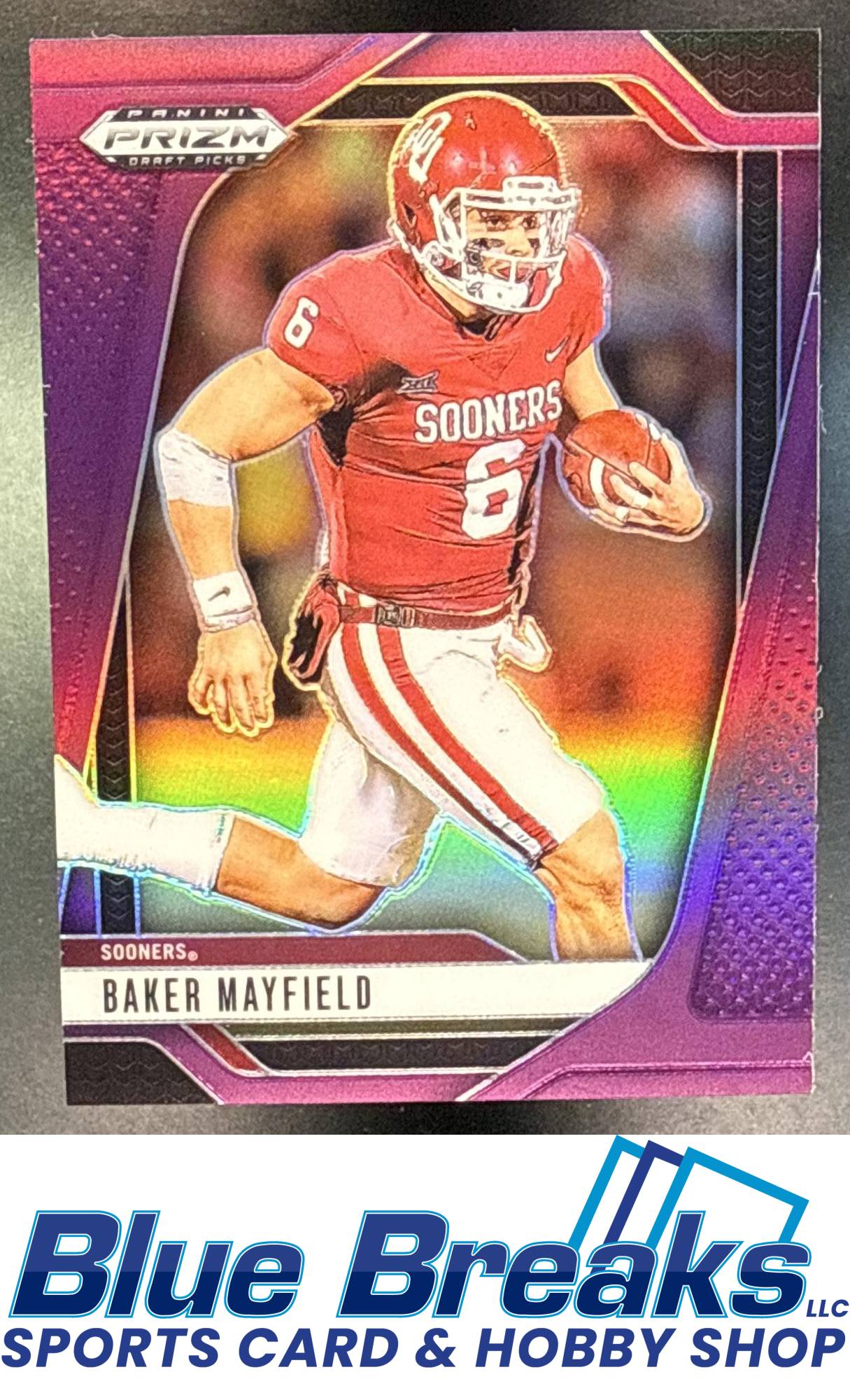 2025 Panini Prizm Draft Picks Baker Mayfield #187 Purple 62/99 Oklahoma Sooners