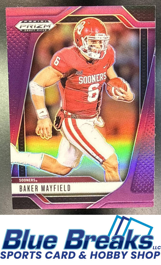 2025 Panini Prizm Draft Picks Baker Mayfield #187 Purple 62/99 Oklahoma Sooners
