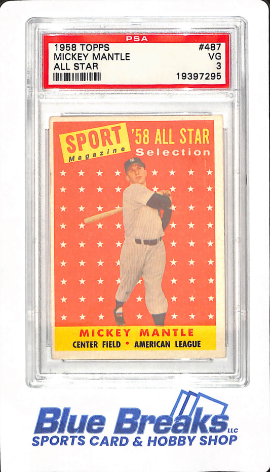 1958 Topps - Mickey Mantle - All Star - New York Yankees - PSA 3 - # 487