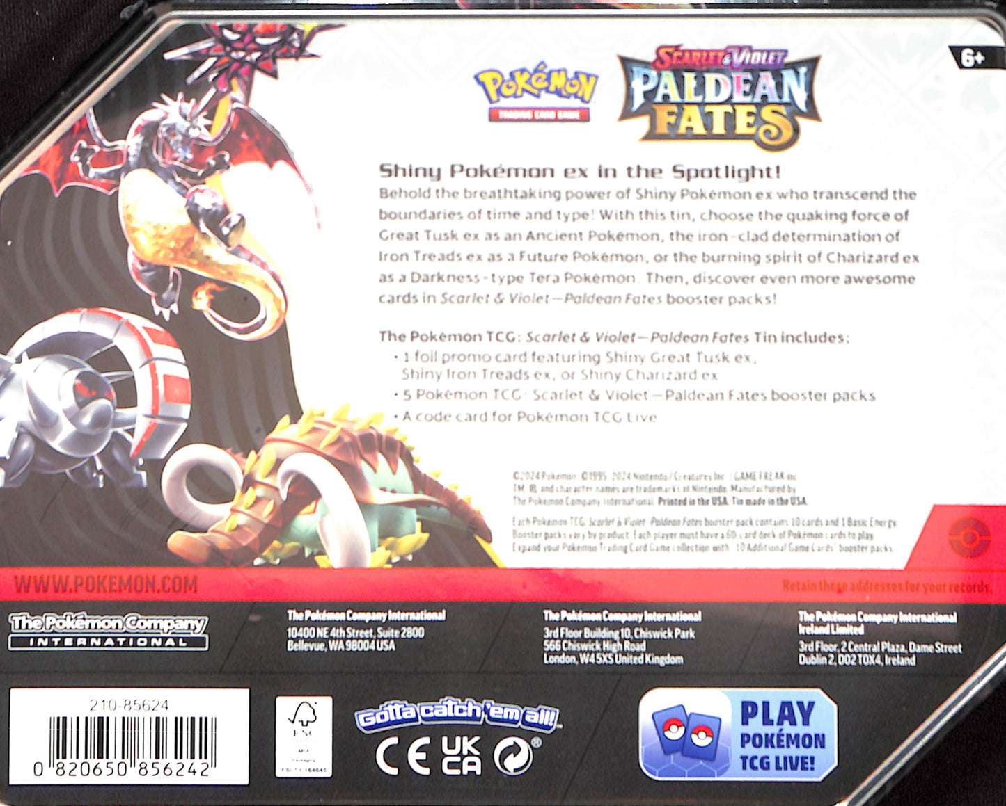 Paldean Fates Tin [Charizard ex] - SV: Paldean Fates - Sealed Wax - Pokemon