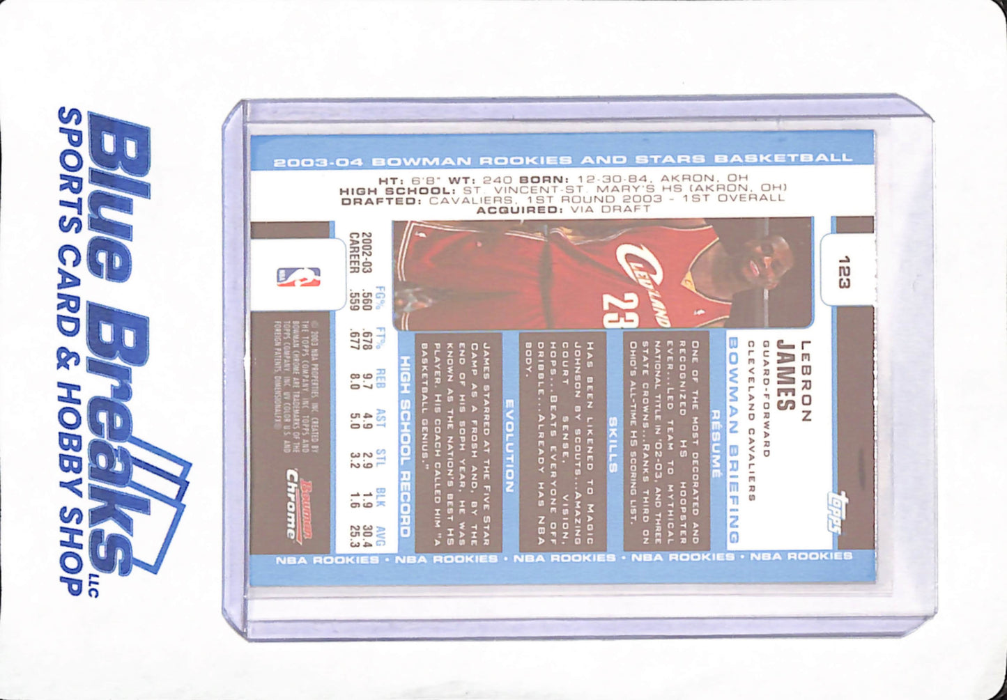 2003 Lebron James - Bowman Chrome Rookie Card - Basketball - Cleveland Cavaliers - #123