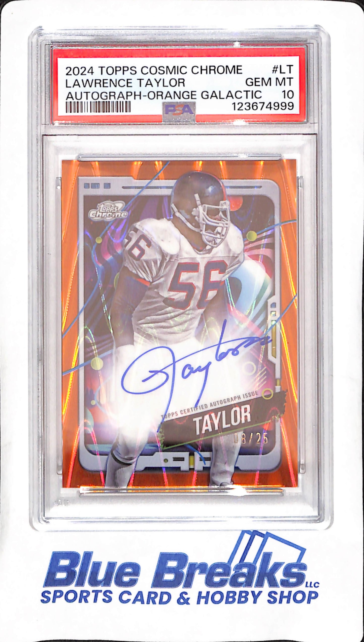 2024 Topps Cosmic Chrome - Lawrence Taylor - auto - Orange Galactic - 08/25 - #CCA-LT - PSA 10 - football - Giants