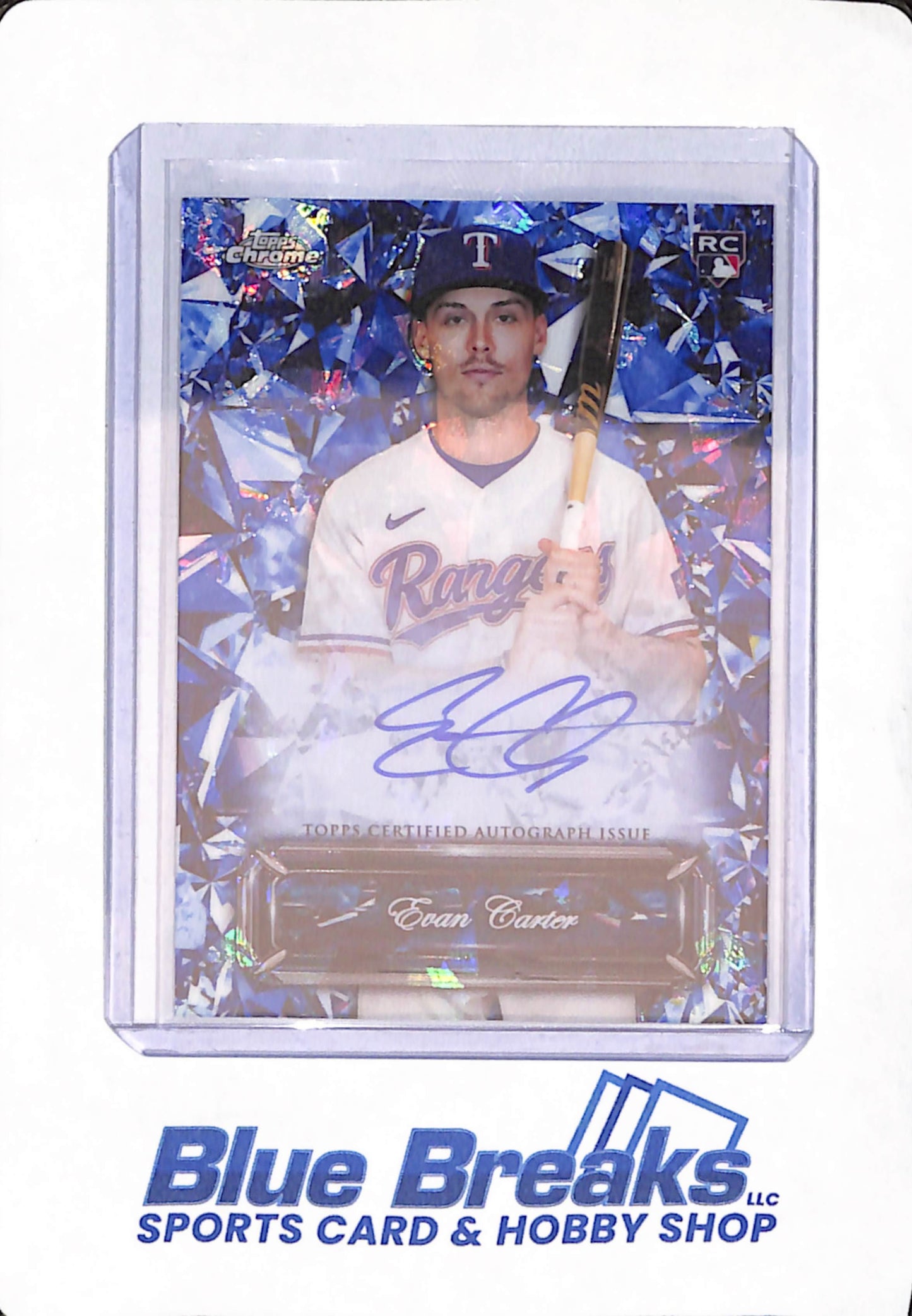 2024 Topps Chrome Sapphire - Evan Carter - Baseball - Texas Rangers - # SSA-EC - Autographed