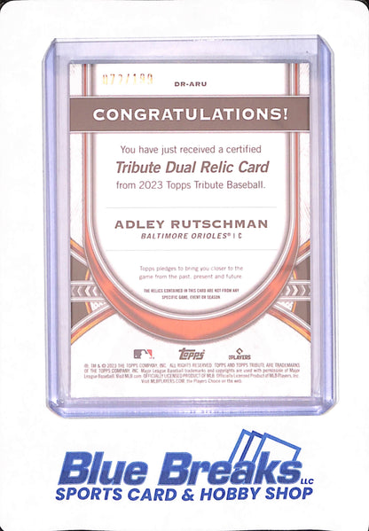 2023 Topps Tribute Baseball - Adley Rutschman - Baseball - Baltimore Orioles - # DR-ARY - 072/199 - Dual Relic