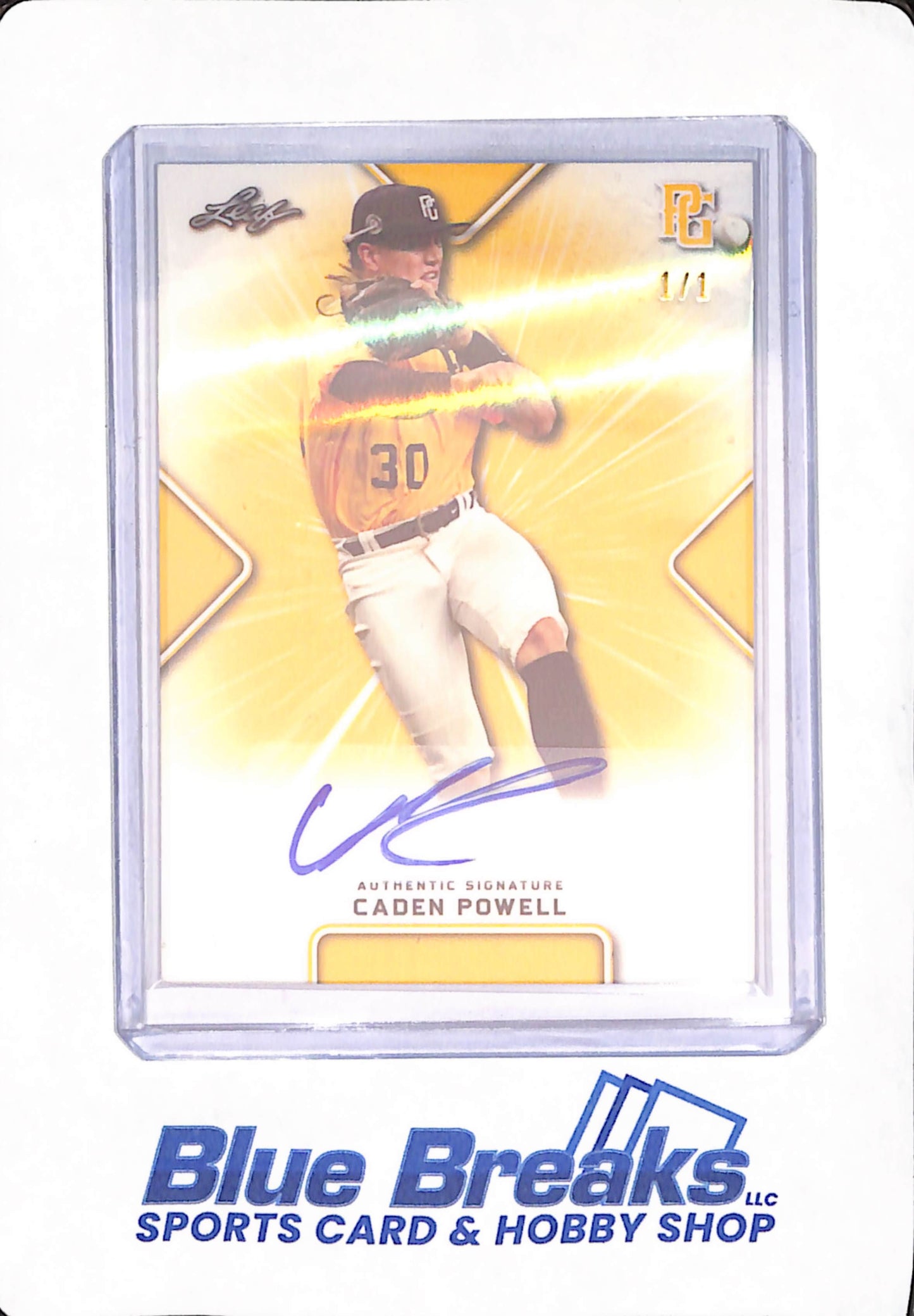 2021 Leaf - Caden Powell - Baseball - Houston Astros - Yellow - Autographed - 1/1