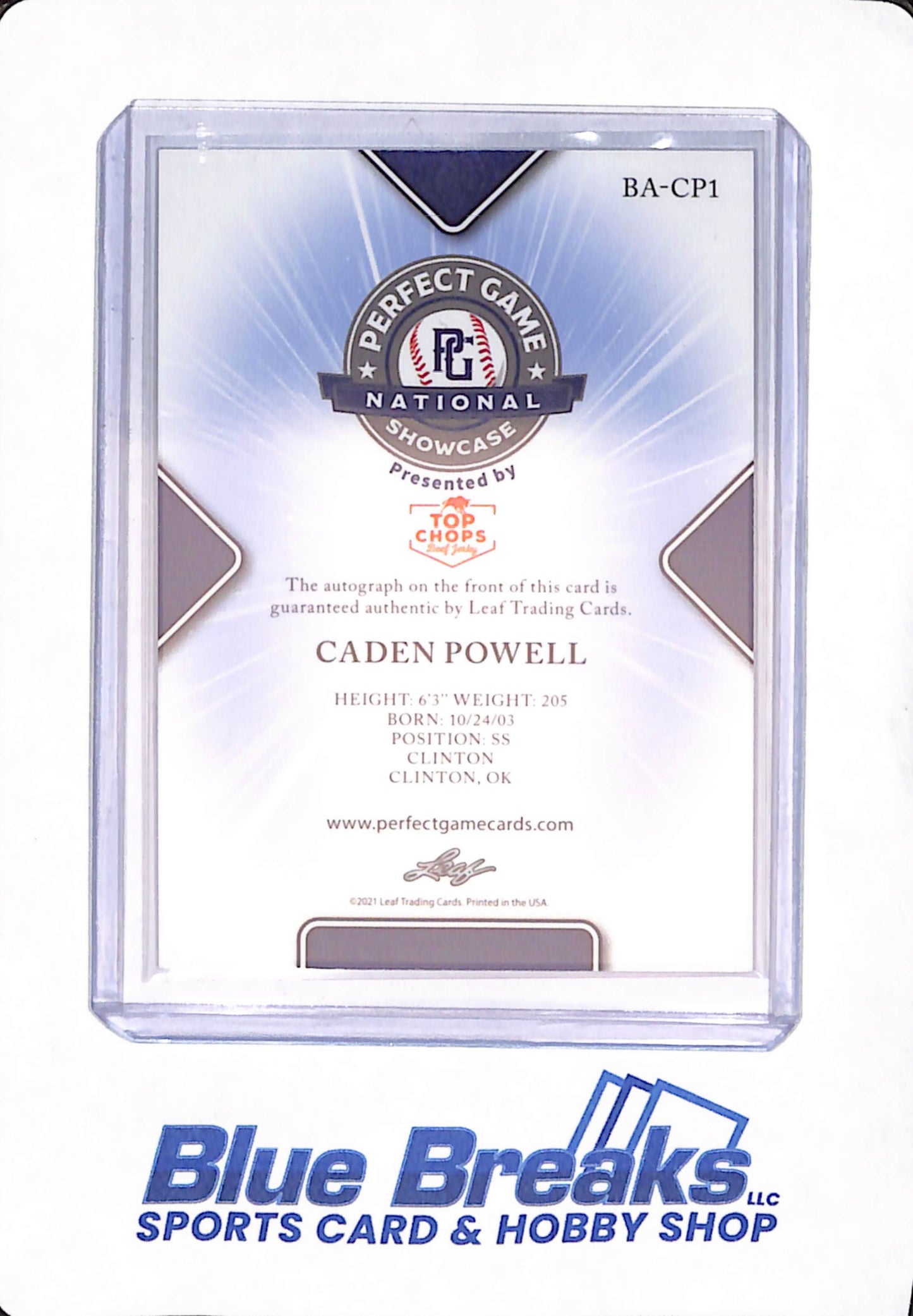 2021 Leaf - Caden Powell - Baseball - Houston Astros - Yellow - Autographed - 1/1