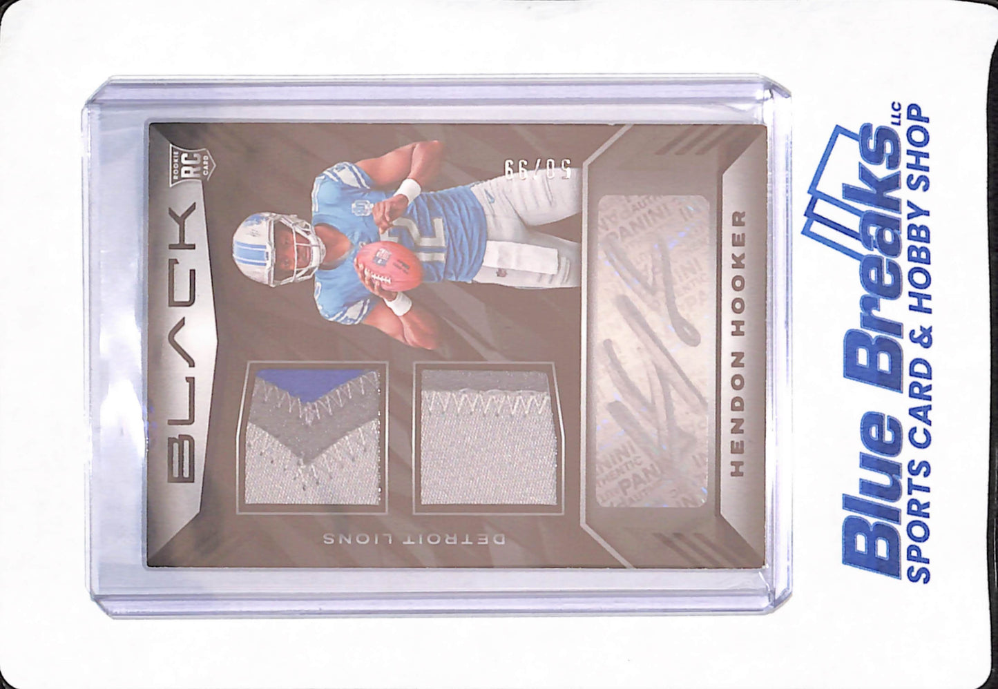 2023 Panini Black - Hendon Hooker - Football - Detroit Lions - Dual Relic - Rookie - Autographed - 50/99
