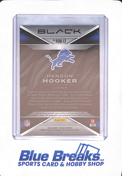 2023 Panini Black - Hendon Hooker - Football - Detroit Lions - Dual Relic - Rookie - Autographed - 50/99