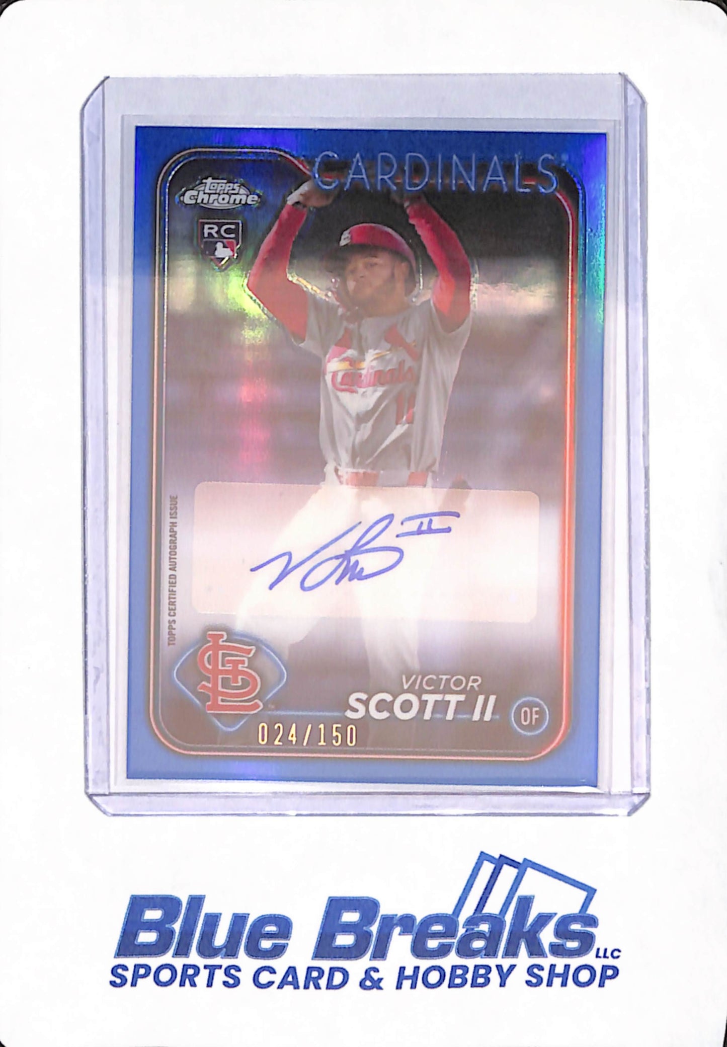 2024 Topps Chrome - Victor Scott II - Baseball - St Louis Cardinals - Rookie - Autographed - Blue - 24/150