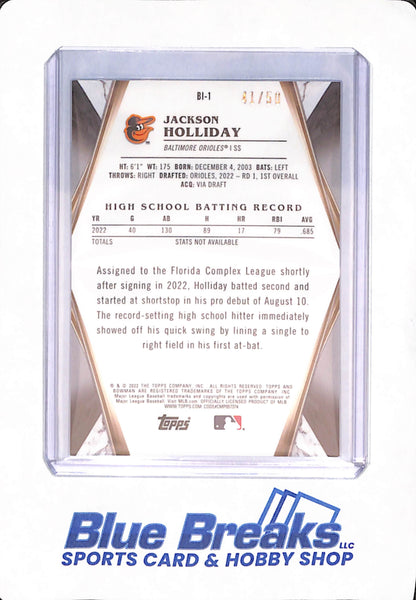 2022 Bowman - Jackson Holiday - Baseball - Baltimore Orioles - Invicta - 41/50