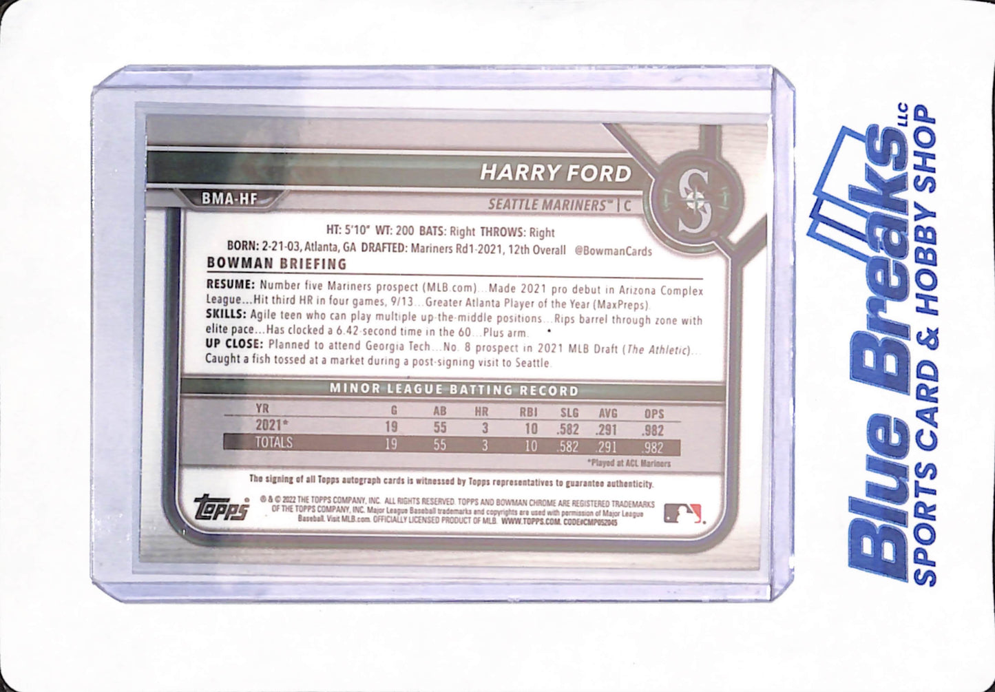2022 Bowman Chrome - Harry Ford - Baseball - Seattle Mariners - Mega Box - Autographed
