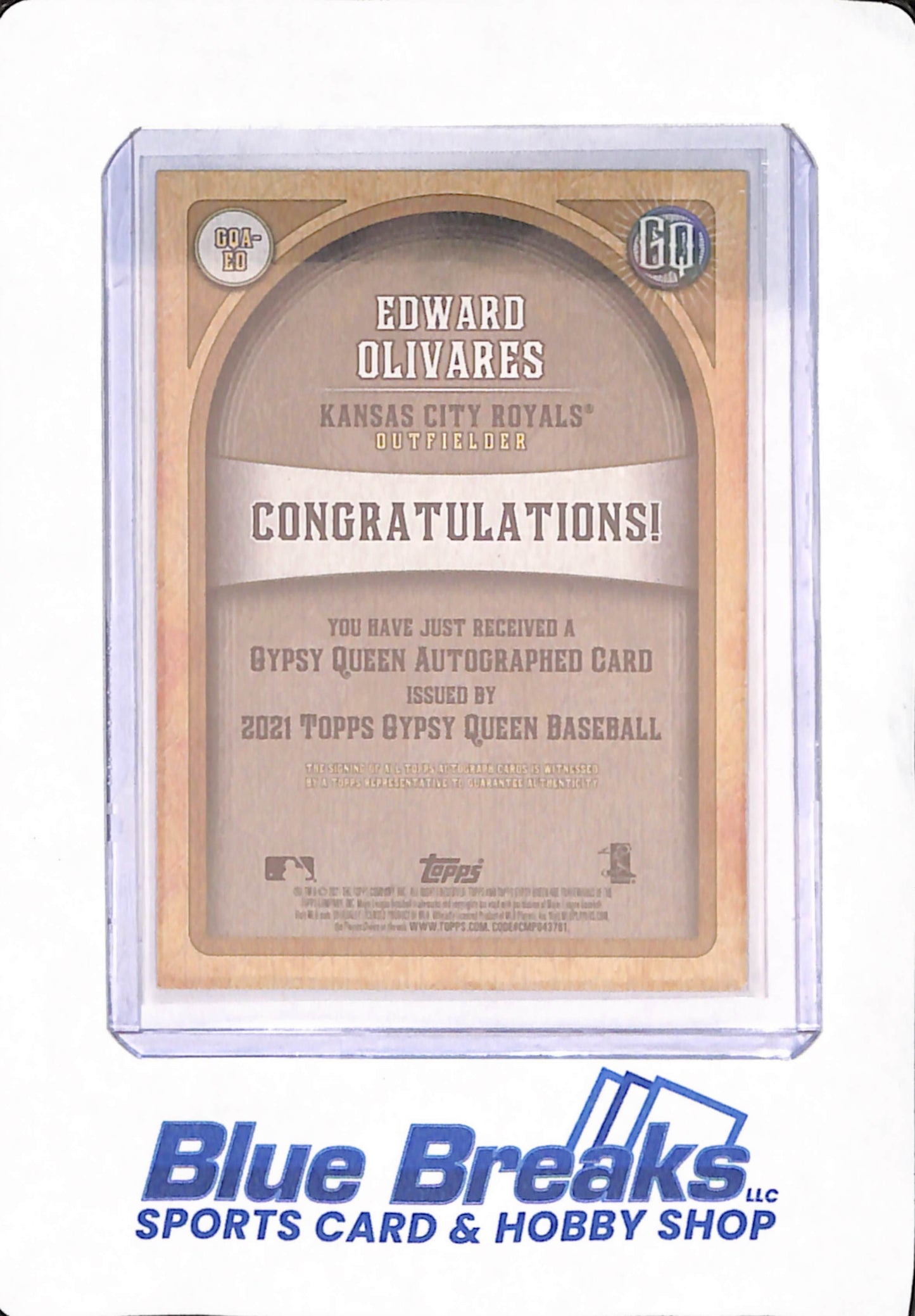2021 Topps Gypsy Queen - Edward Olivares - Baseball - Kansas City Royal - Autographed Team Name Script - Rookie