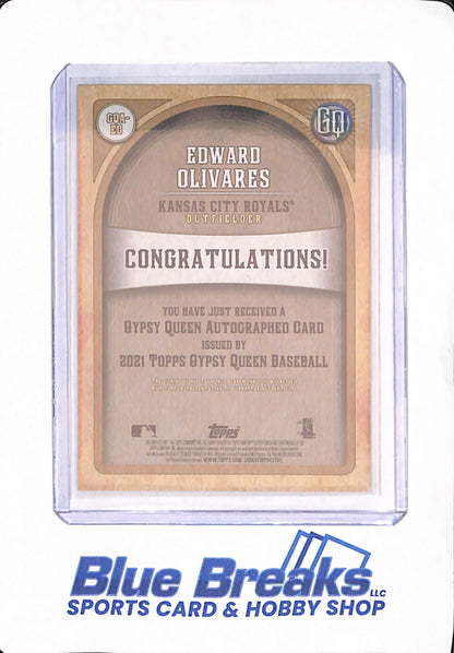 2021 Topps Gypsy Queen - Edward Olivares - Baseball - Kansas City Royal - Autographed Team Name Script - Rookie