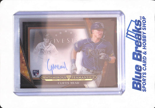 2024 Topps Five Star - Curtis Mead - Baseball - Tampa Bay Rays - Pentamerous Penmanship - Rookie - 7/25 - Autographed