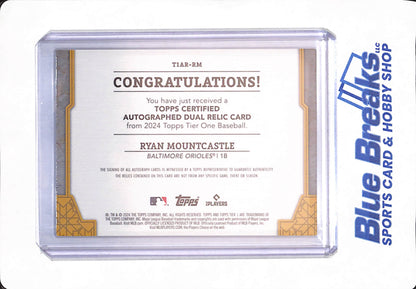 2024 Topps Tired One - Ryan Mountcastle - Baltimore Orioles - Baseball - Dual Relic - 30/99 - Autographed