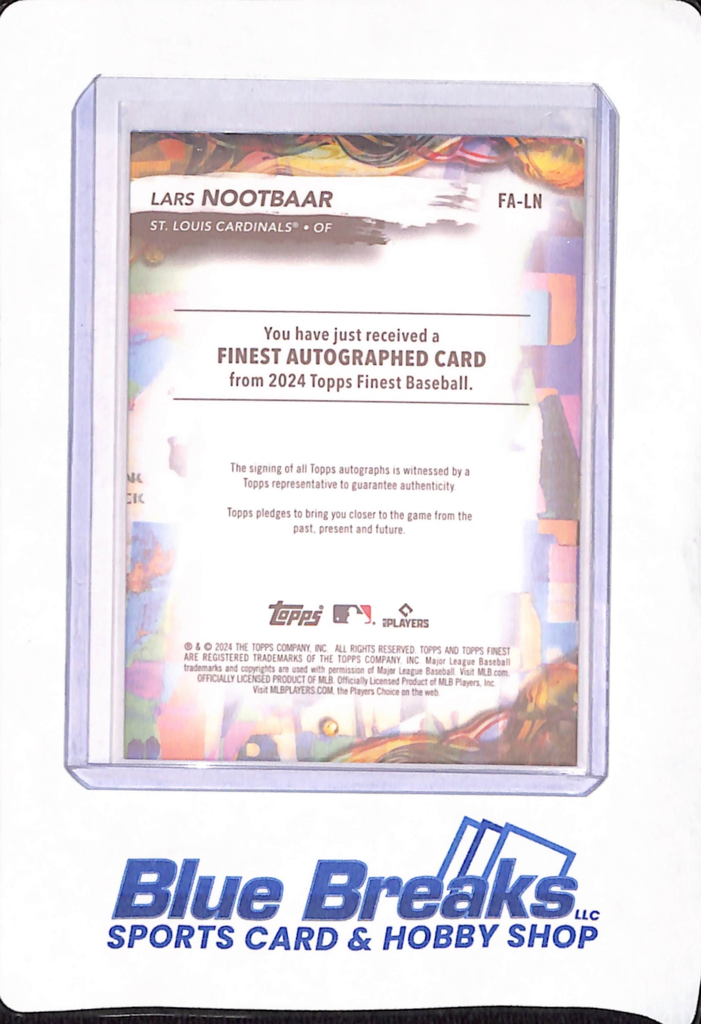 2024 Topps Finest - Lars Nootbaar - Baseball - St Louis Cardinals - 105/150 - # FA-LN - Autographed - Blue