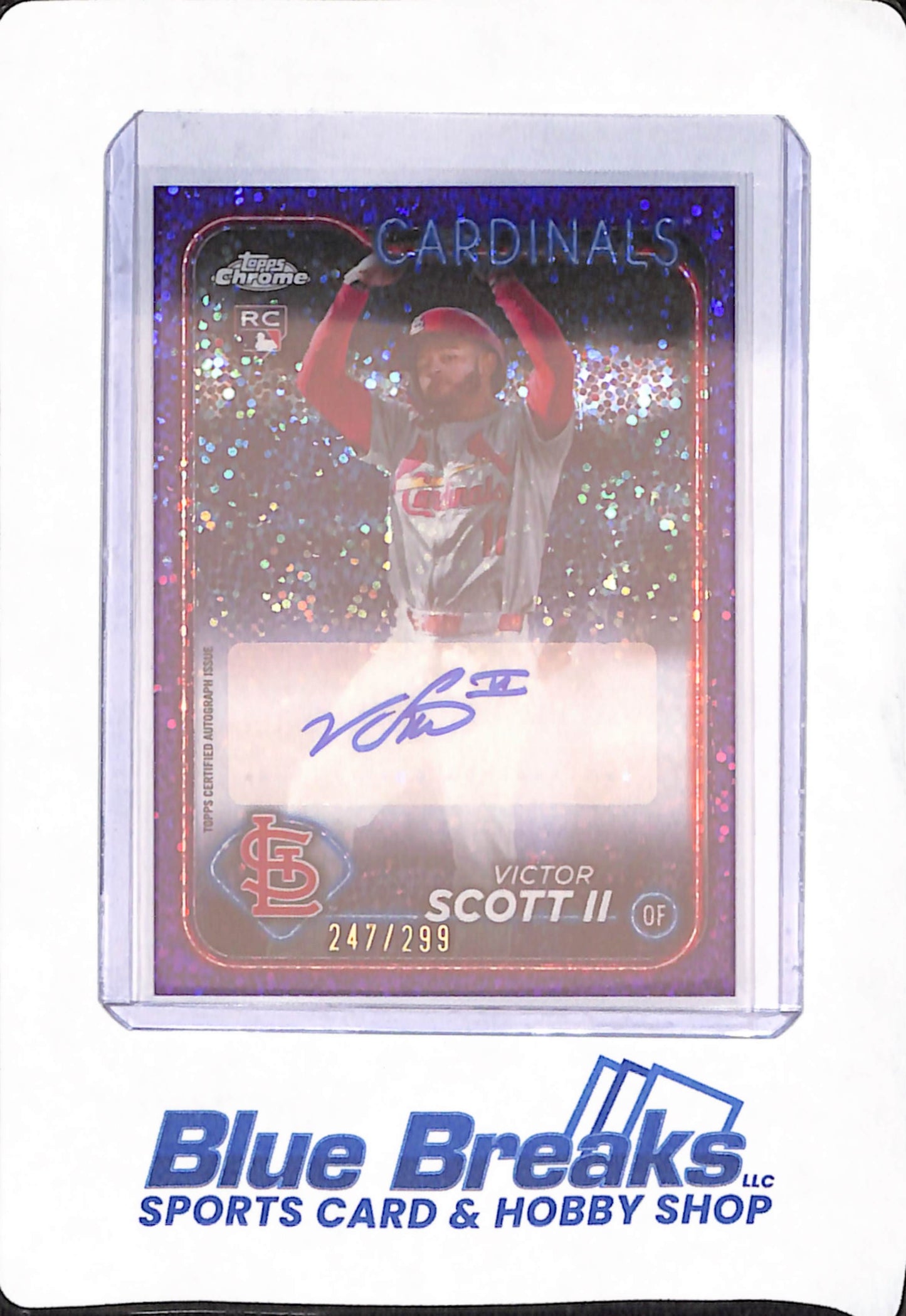 2024 Topps Chrome - Victor Scott II - Baseball - St Louis Cardinals - # AC-VIS - Rookie - Speckle - 247/299 - Autographed - Purple
