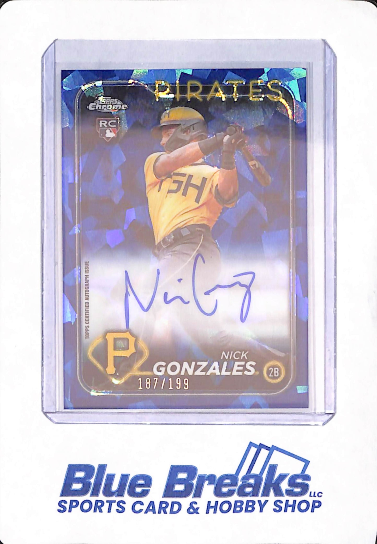2024 Topps Chrome - Nick Gonzales - Baseball - Pittsburgh Pirates - # CSA-NG - 187/199 - Sapphire - Rookie - Blue - Autographed
