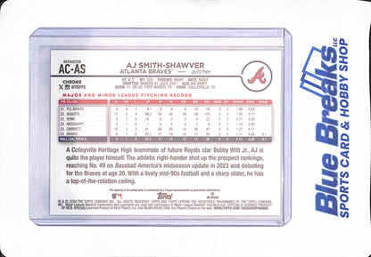 2024 Topps Chrome - AJ Smith-Shawver - Baseball - Atlanta Braves - # AC-AS - 315/499 - Autographed