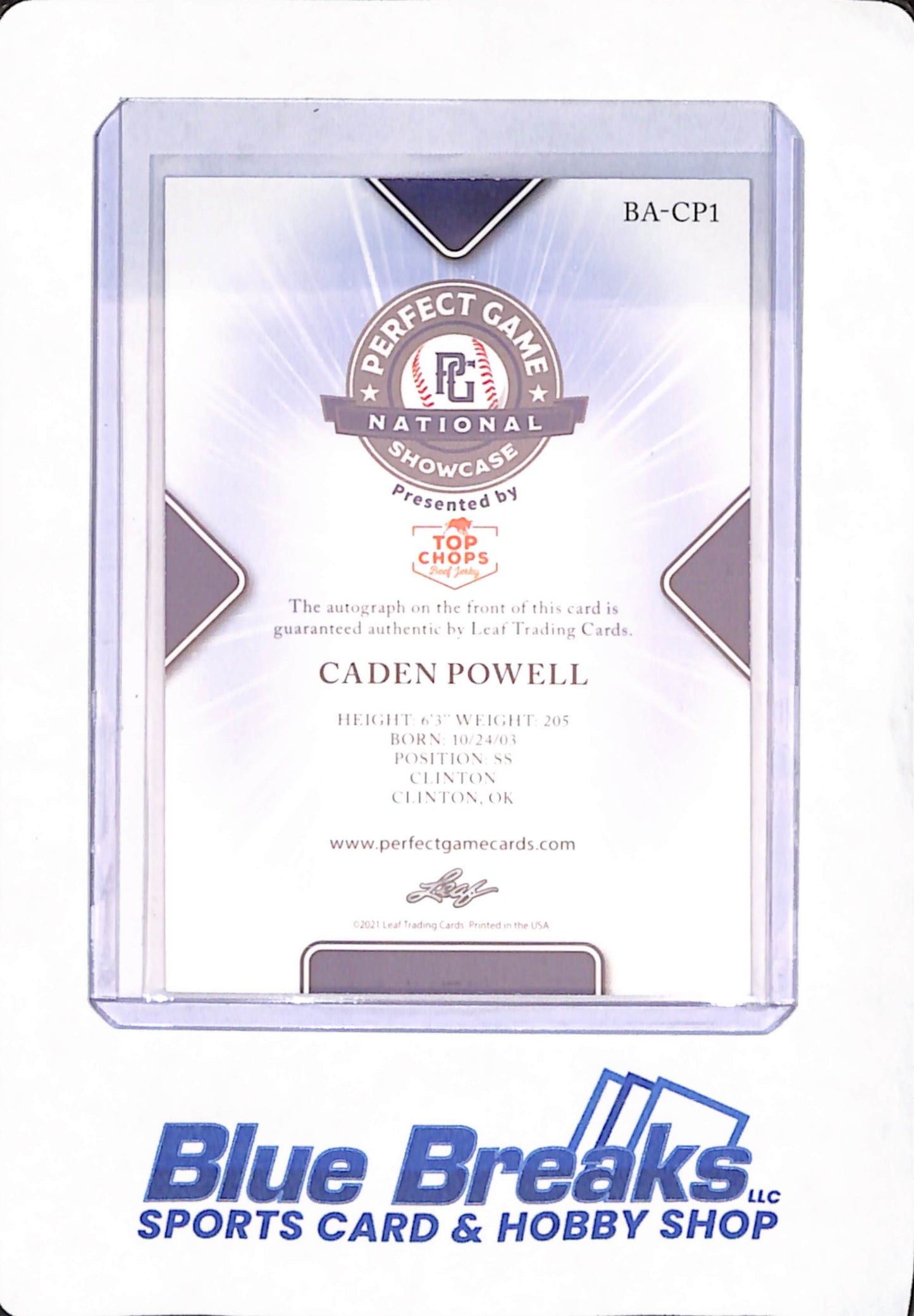 2021 Leaf Perfect Game - Caden Powell - Baseball - Houston Astros - 41/50 - Autographed