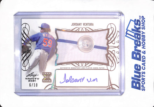 2021 Leaf Trinity - Jordany Ventura - Baseball - New York Mets - 6/10 - Button Relic - Autographed