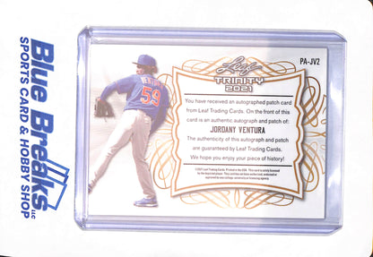2021 Leaf Trinity - Jordany Ventura - Baseball - New York Mets - 6/10 - Button Relic - Autographed