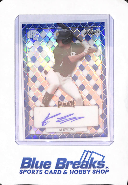 2022 Leaf Perfect Game - AJ Ewing - Baseball - New York Mets - 1/1 Autographed - Blue - Pre Production Proof