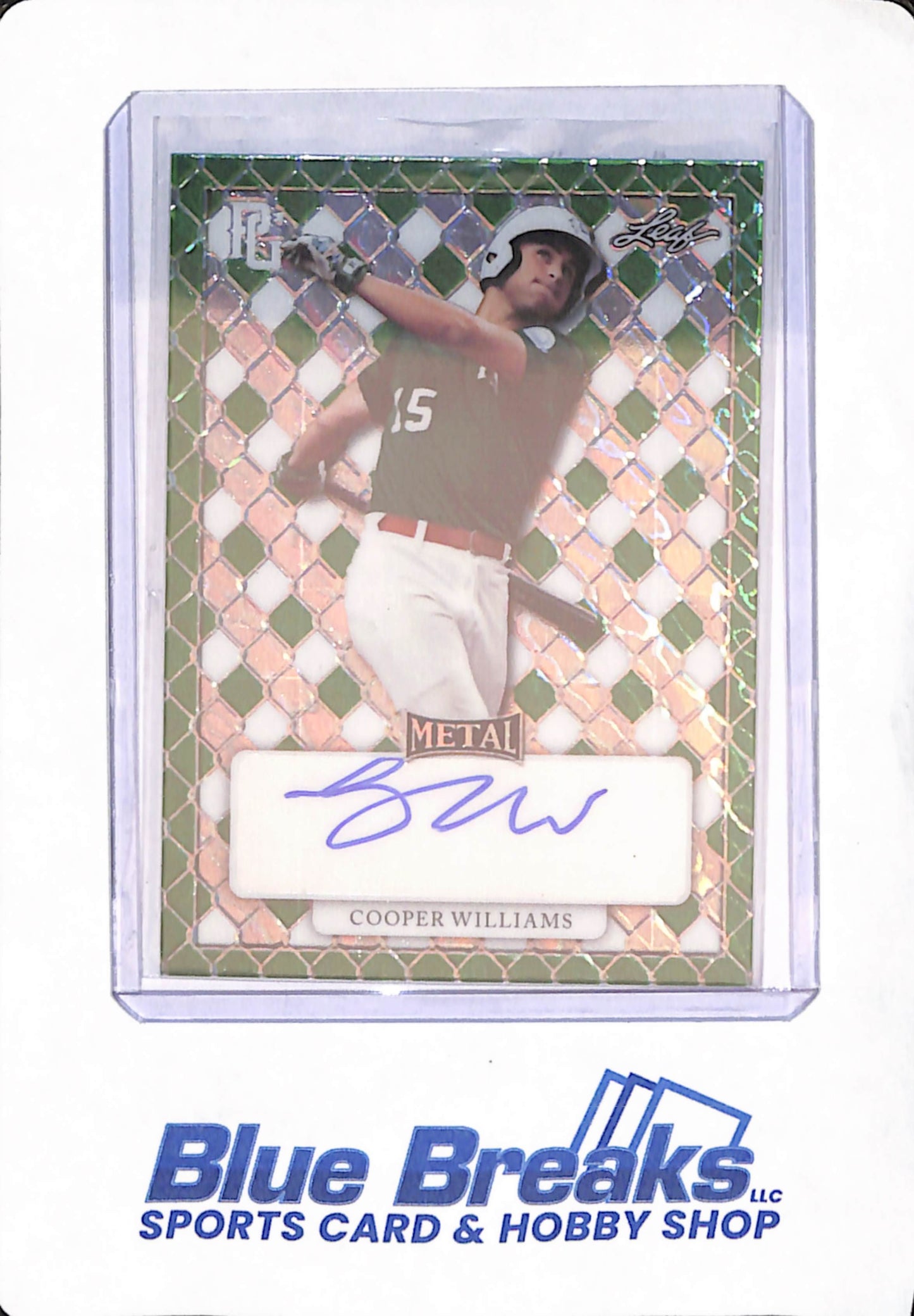 2022 Leaf Metal - Perfect Game - Cooper Williams - Baseball - LSU Athletics - Green - Autographed 1/1