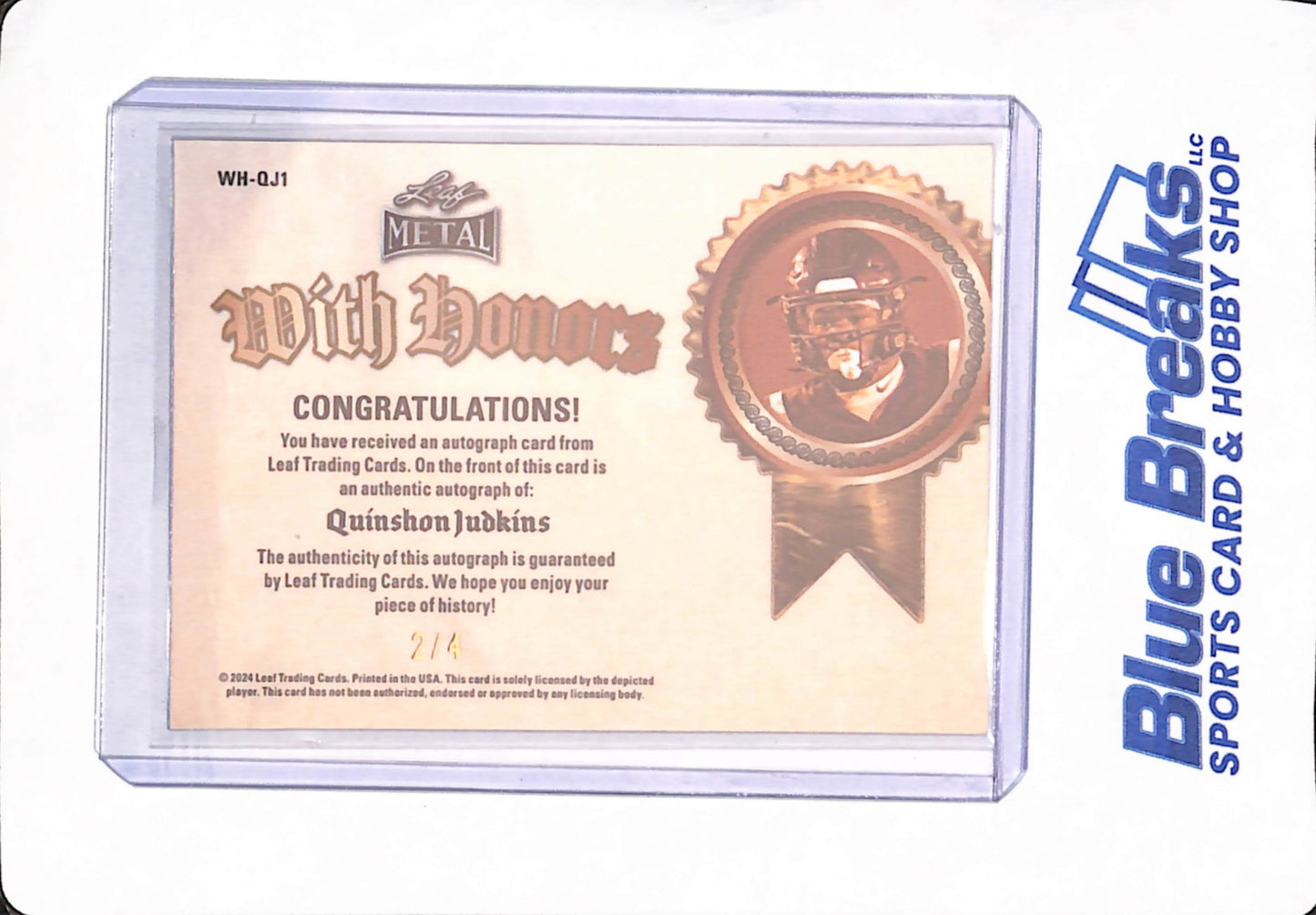2024 Leaf Metal - Quinshon Judkins - With Honors - Football - Purple - 2/4 - Autographed