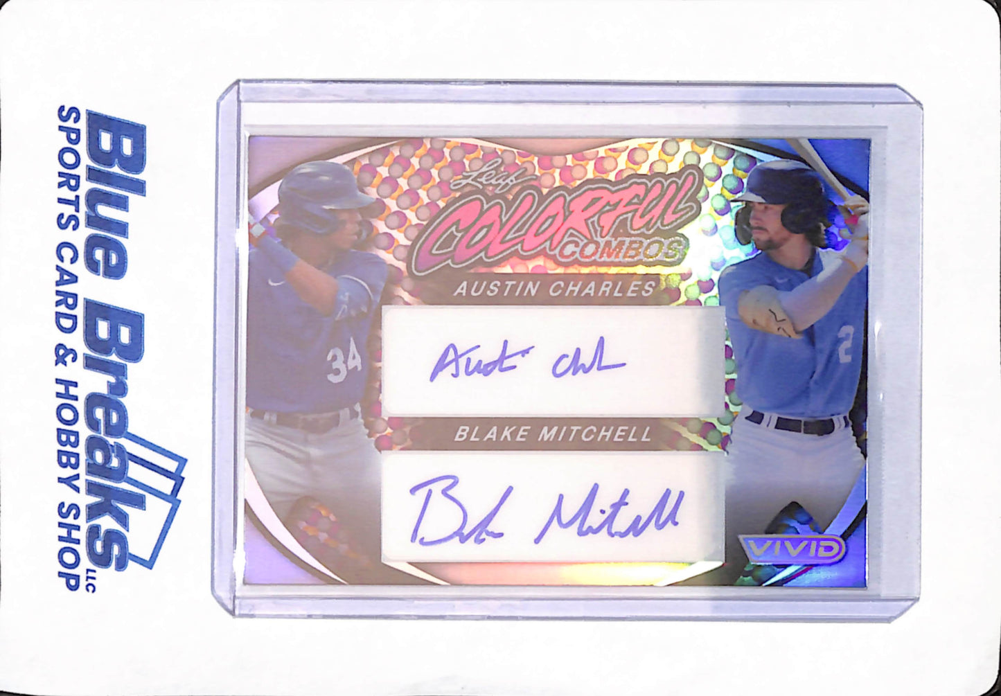 2023 Leaf Vivid - Austin Charles - Black Mitchell - Colorful Combos - Baseball - Kansas City Royals - 8/9 - Autographed