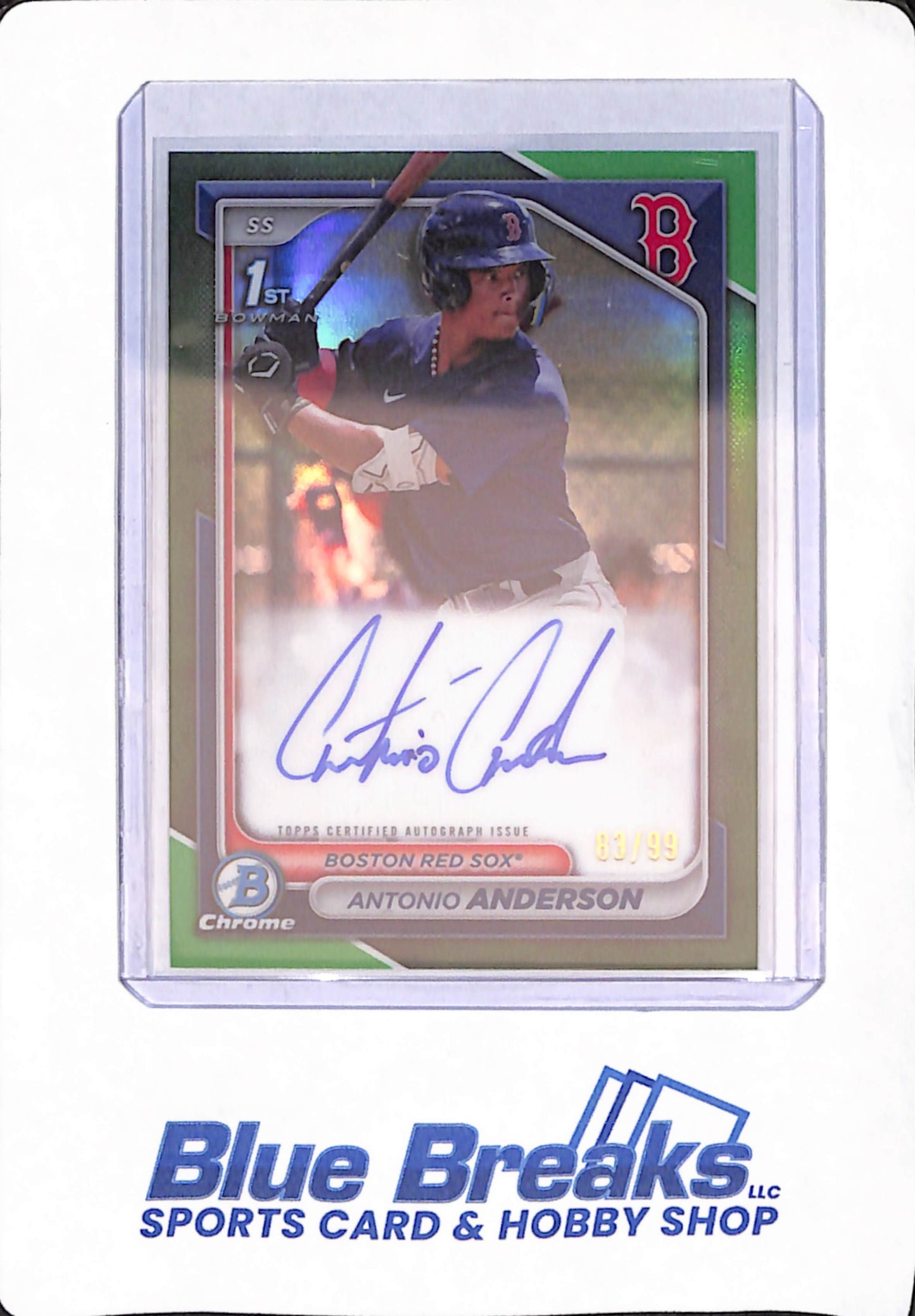 2024 Bowman Chrome - Antonio Anderson - Baseball - Boston Red Sox - # CPA-AAN - 1st Bowman - Autographed - Green - 83/99