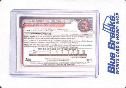 2024 Bowman Chrome - Antonio Anderson - Baseball - Boston Red Sox - # CPA-AAN - 1st Bowman - Autographed - Green - 83/99