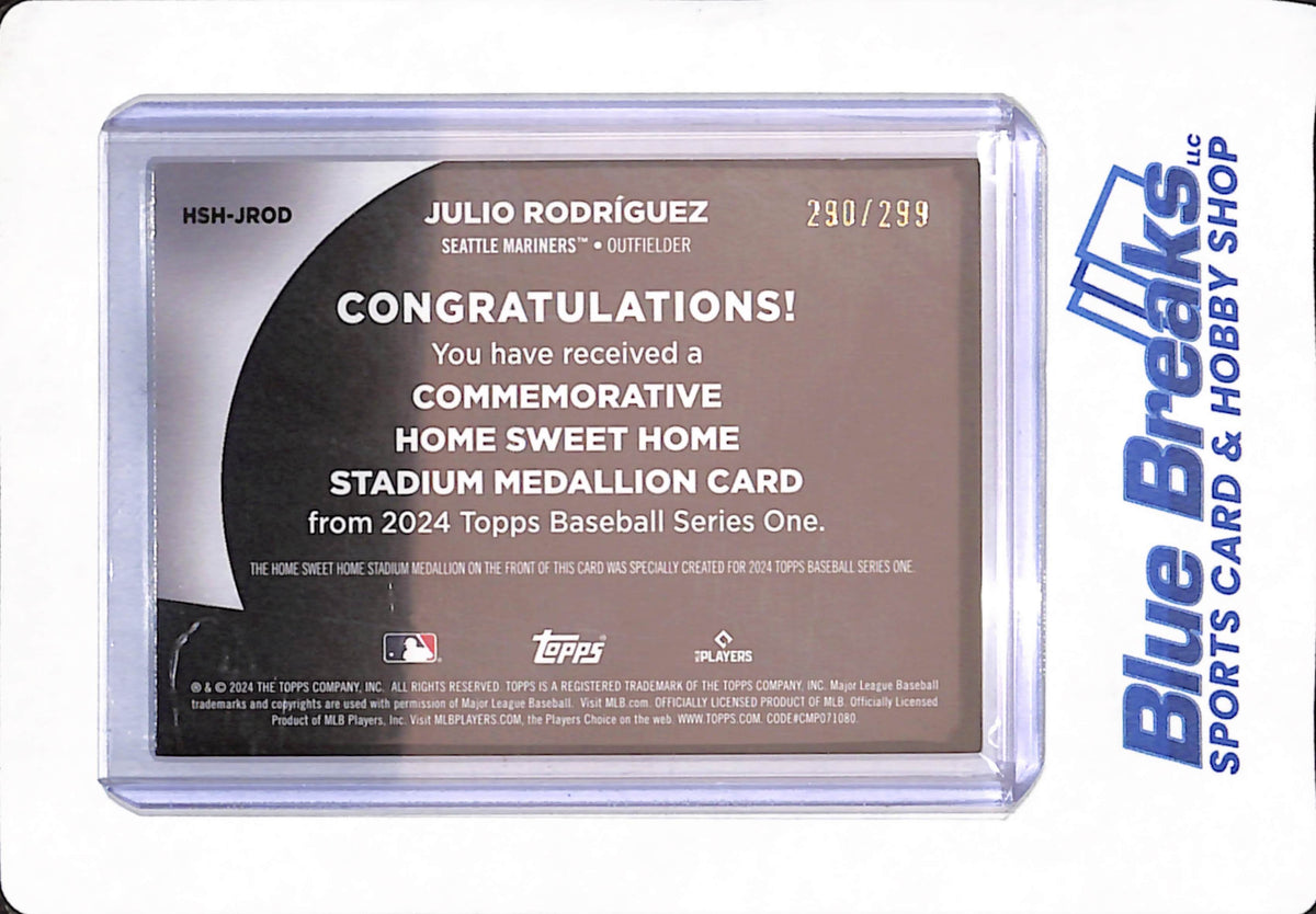 2024 Topps Series One - Julio Rodriguez - Baseball - Seattle Mariners - Home Sweet Home - Stadium Medallion - 290/299