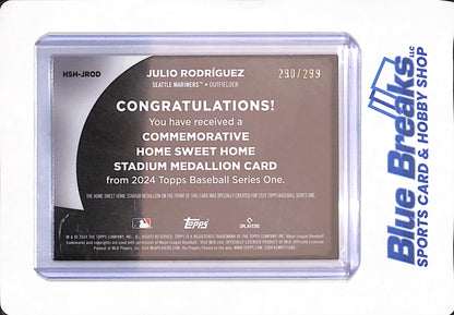 2024 Topps Series One - Julio Rodriguez - Baseball - Seattle Mariners - Home Sweet Home - Stadium Medallion - 290/299