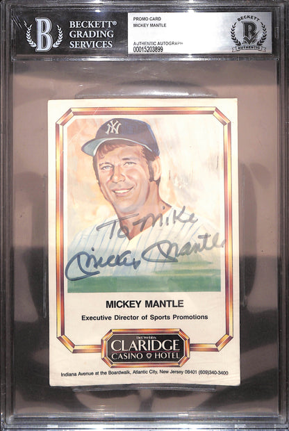 Promo Card - Mickey Mantle - Personalized Autograph - Beckett Authentication - New York Yankees - Baseball
